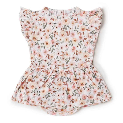 Organic Spring Floral Dress Short Sleeve Dress Snuggle Hunny Kids 