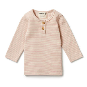 Wilson & Frenchy - Organic Stripe Rib Henley Top Rose