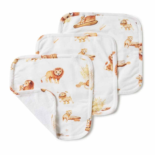 Snuggle Hunny Organic Wash Cloths 3 Pack - Lion