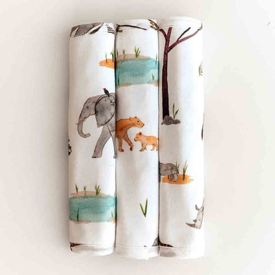 Organic Wash Cloths Safari - 3 Pack Wash Cloth Snuggle Hunny Kids 