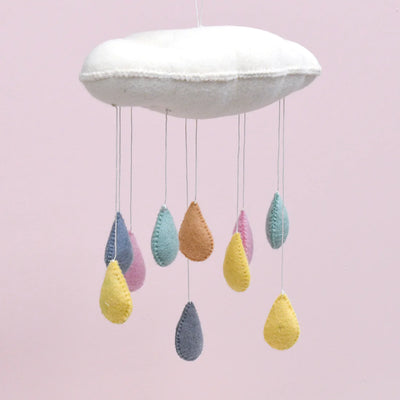 Tara Treasures Cloud Nursery Mobile with Raindrops - 3D Pastel