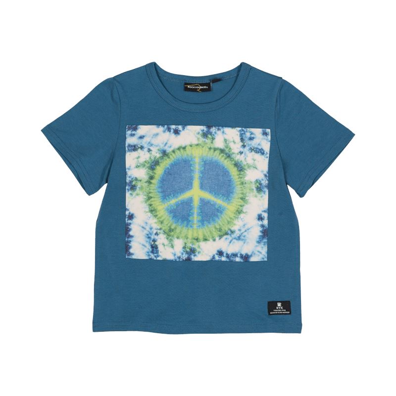 Peace Out SS T-Shirt - Blue Short Sleeve T-Shirt Rock Your Baby 