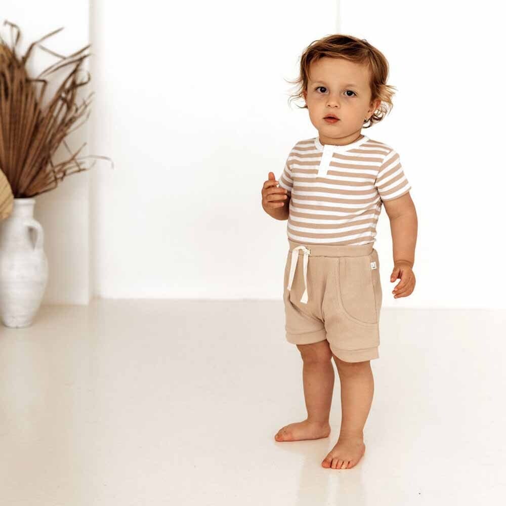 Pebble Stripe Short Sleeve Bodysuit Bodysuit Snuggle Hunny Kids 