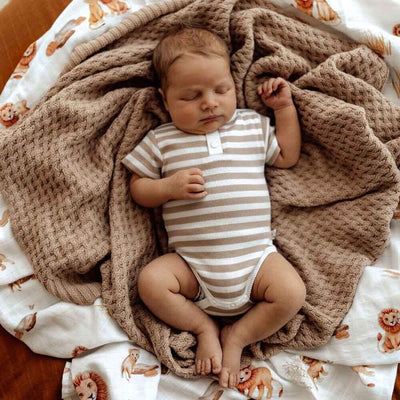 Pebble Stripe Short Sleeve Bodysuit Bodysuit Snuggle Hunny Kids 