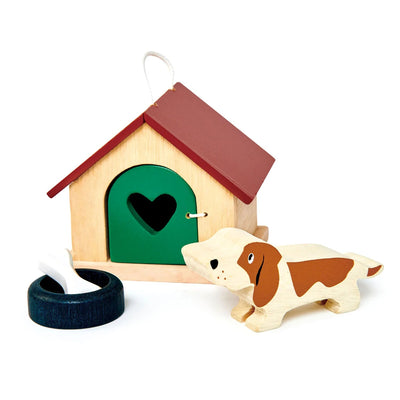Pet Dog Kennel Set Wooden Toy Tender Leaf Toys 