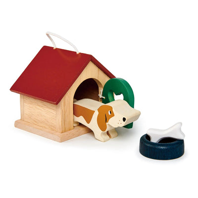 Pet Dog Kennel Set Wooden Toy Tender Leaf Toys 