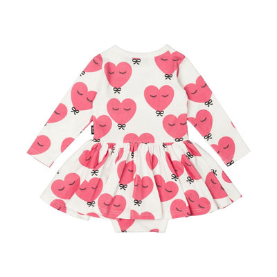 Pink Heart Baby Waisted Dress Long Sleeve Dress Rock Your Baby 