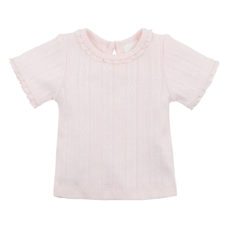 Pink Pointelle SS Tee Short Sleeve T-Shirt Bebe 