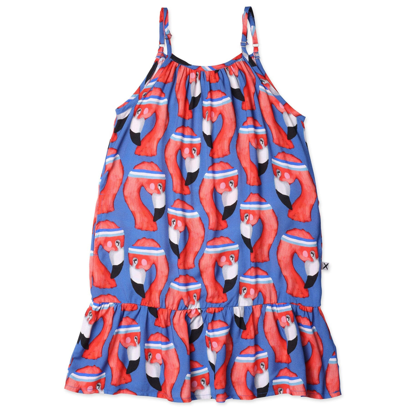 PRE ORDER Minti Sporty Flamingo Woven Dress - Bright Blue Sleeveless Dress Minti 