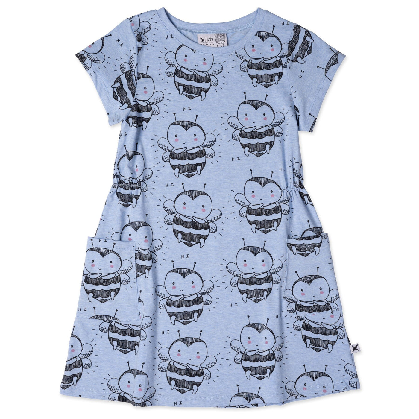 PREORDER Minti Bee Love Dress - Blue Marle Short Sleeve Dress Minti 