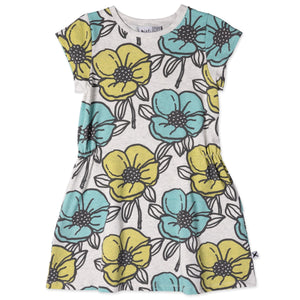 Minti Big Flowers Dress - White Marle