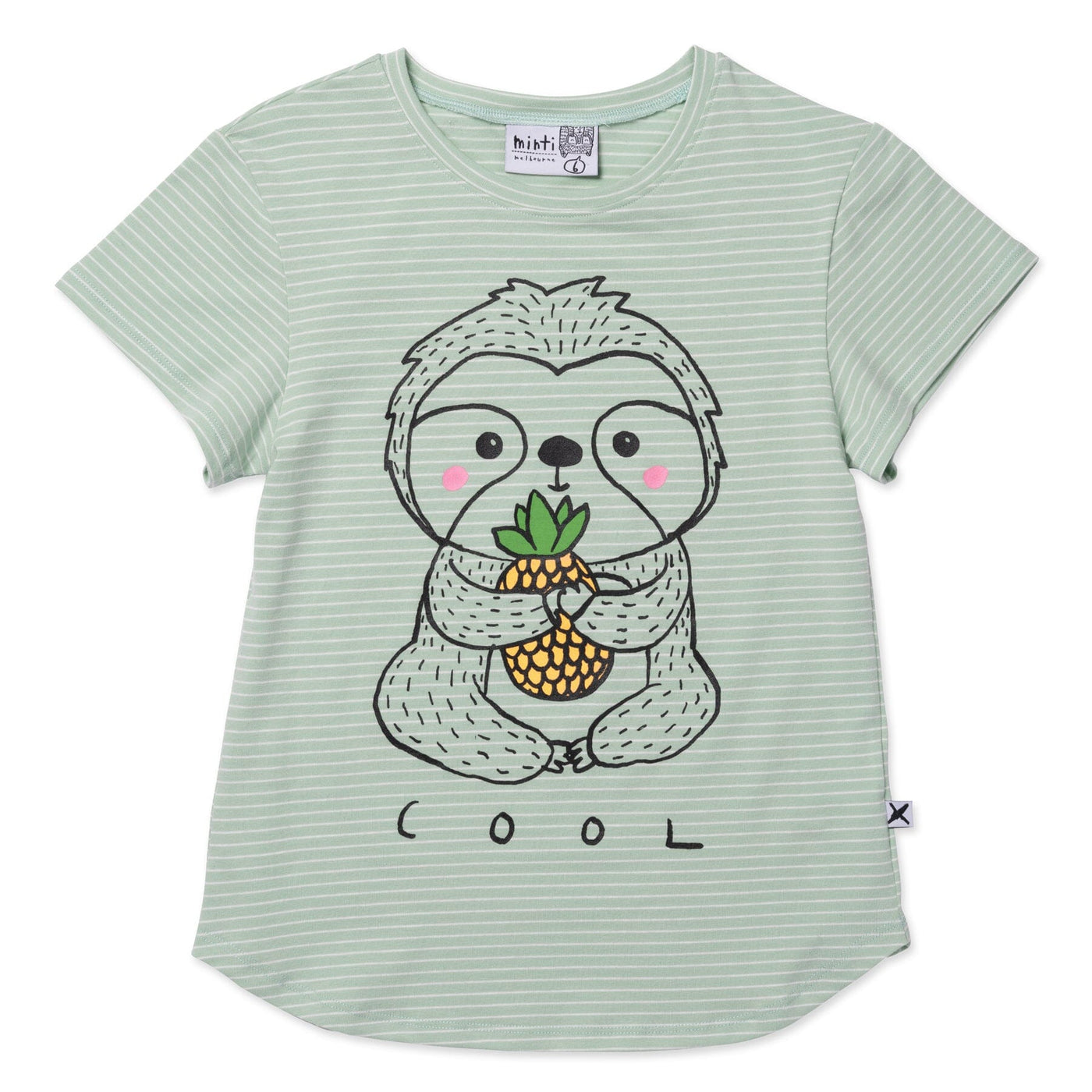 PREORDER Minti Cool Sloth Tee - Mint Stripe Short Sleeve T-Shirt Minti 