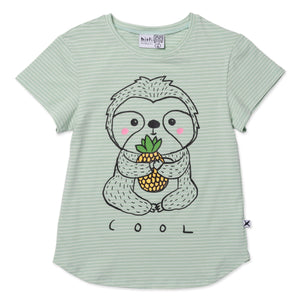 Minti Cool Sloth Tee - Mint Stripe