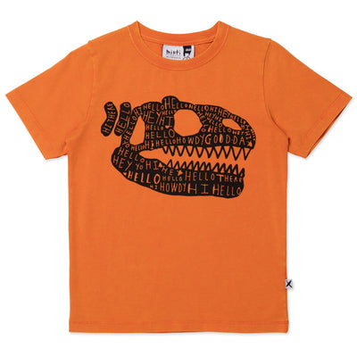 PREORDER Minti Dino Bone Tee - Orange Wash Short Sleeve T-Shirt Minti 