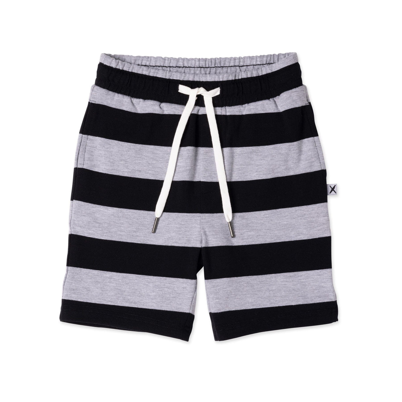 PREORDER Minti Duo Short - Black/Grey Marle Stripe Shorts Minti 