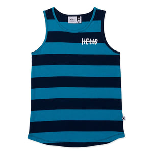 Minti Duo Singlet - Aqua/Navy Stripe