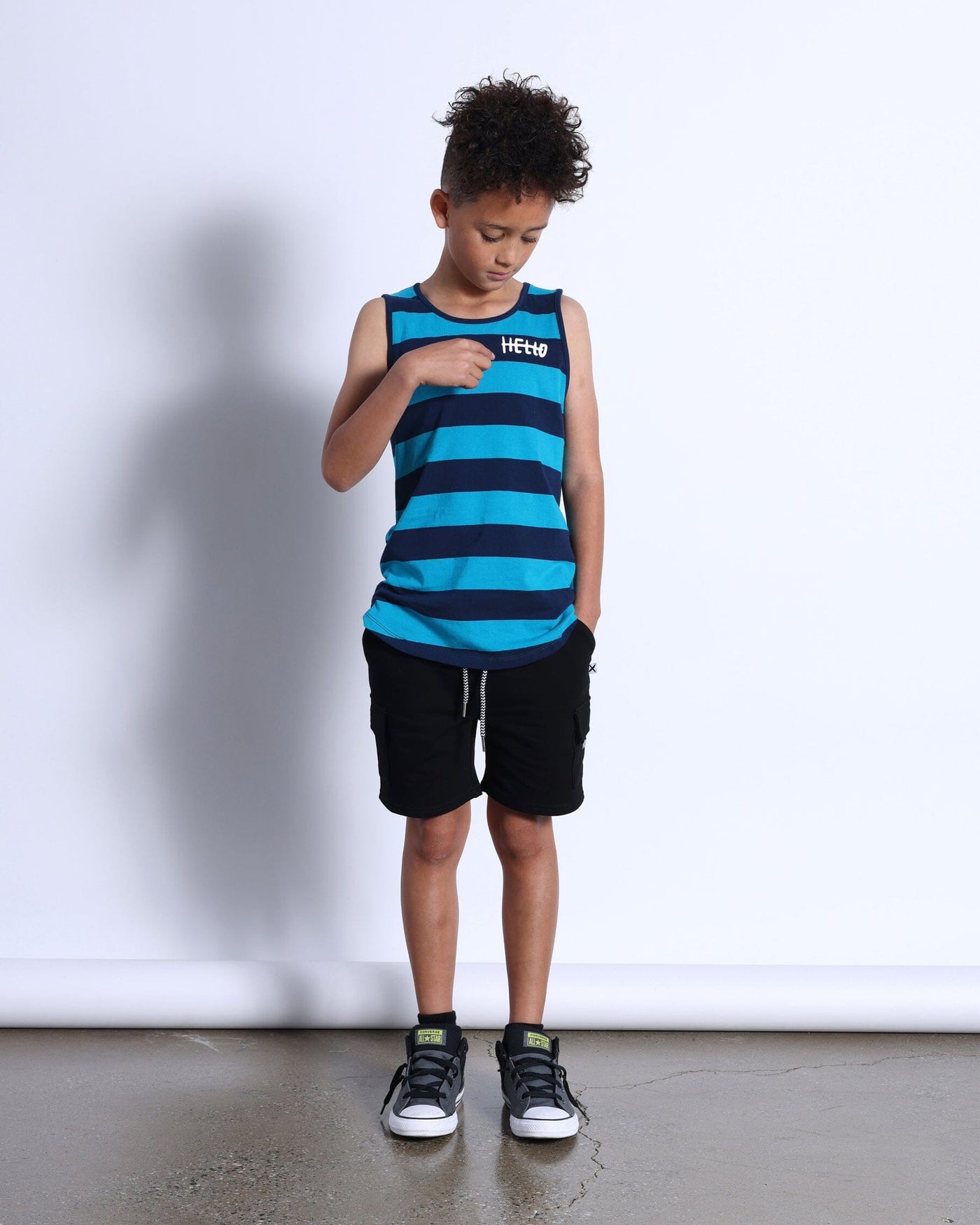 PREORDER Minti Duo Singlet - Aqua/Navy Stripe Singlet Minti 