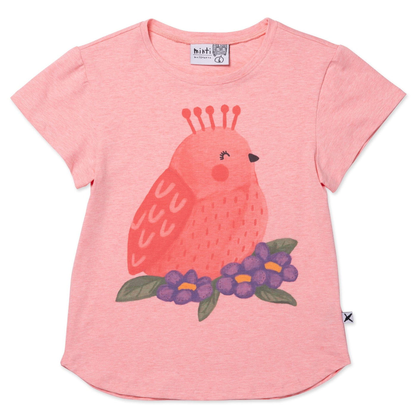 PREORDER Minti Happy Bird Tee - Rose Marle Short Sleeve T-Shirt Minti 
