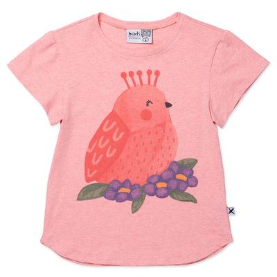PREORDER Minti Happy Bird Tee - Rose Marle Short Sleeve T-Shirt Minti 