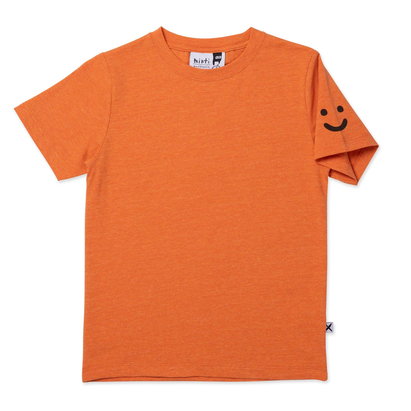 PREORDER Minti Happy Face Tee - Orange Marle Short Sleeve T-Shirt Minti 