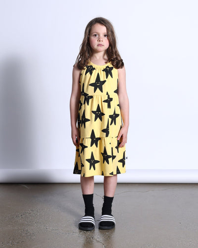 PREORDER Minti Happy Stars Dress - Dull Yellow Sleeveless Dress Minti 
