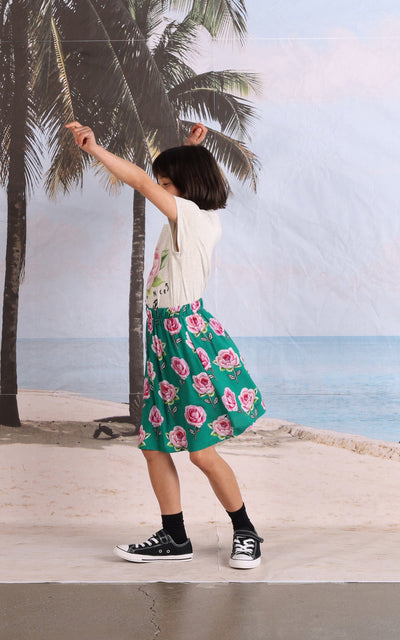 PREORDER Minti Nice Flowers Woven Skirt - Kelly Green Skirts Minti 