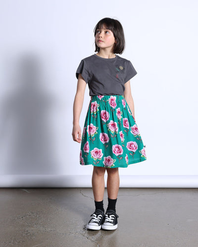 PREORDER Minti Nice Flowers Woven Skirt - Kelly Green Skirts Minti 