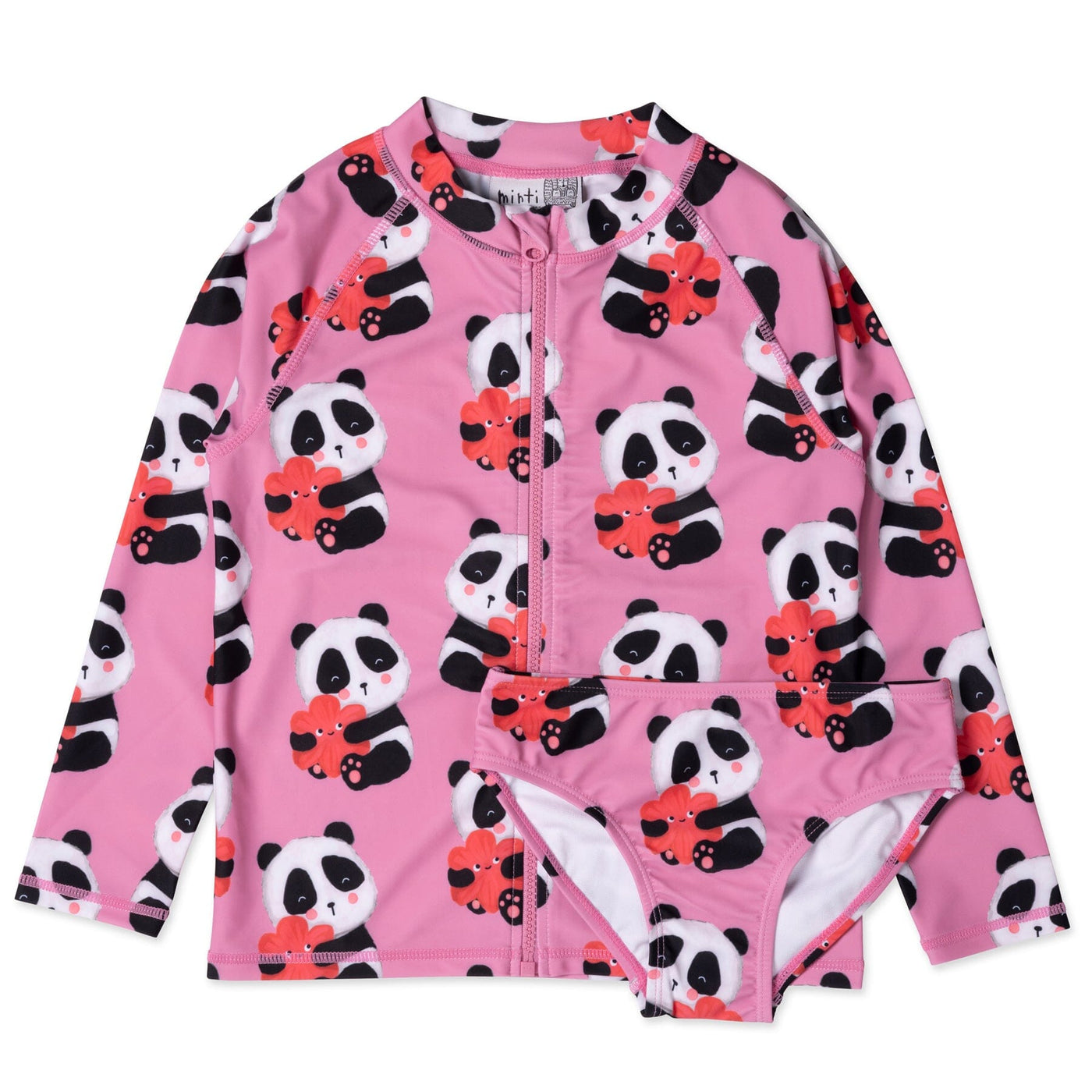 PREORDER Minti Panda Hug Rashie Set Pink Two-Piece Swimsuit Minti 