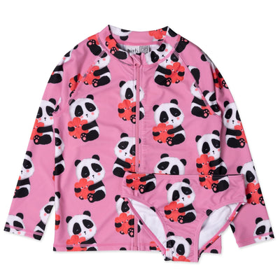 PREORDER Minti Panda Hug Rashie Set Pink Two-Piece Swimsuit Minti 