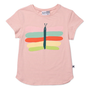 Minti Pastel Butterfly Tee - Ballet Stripe