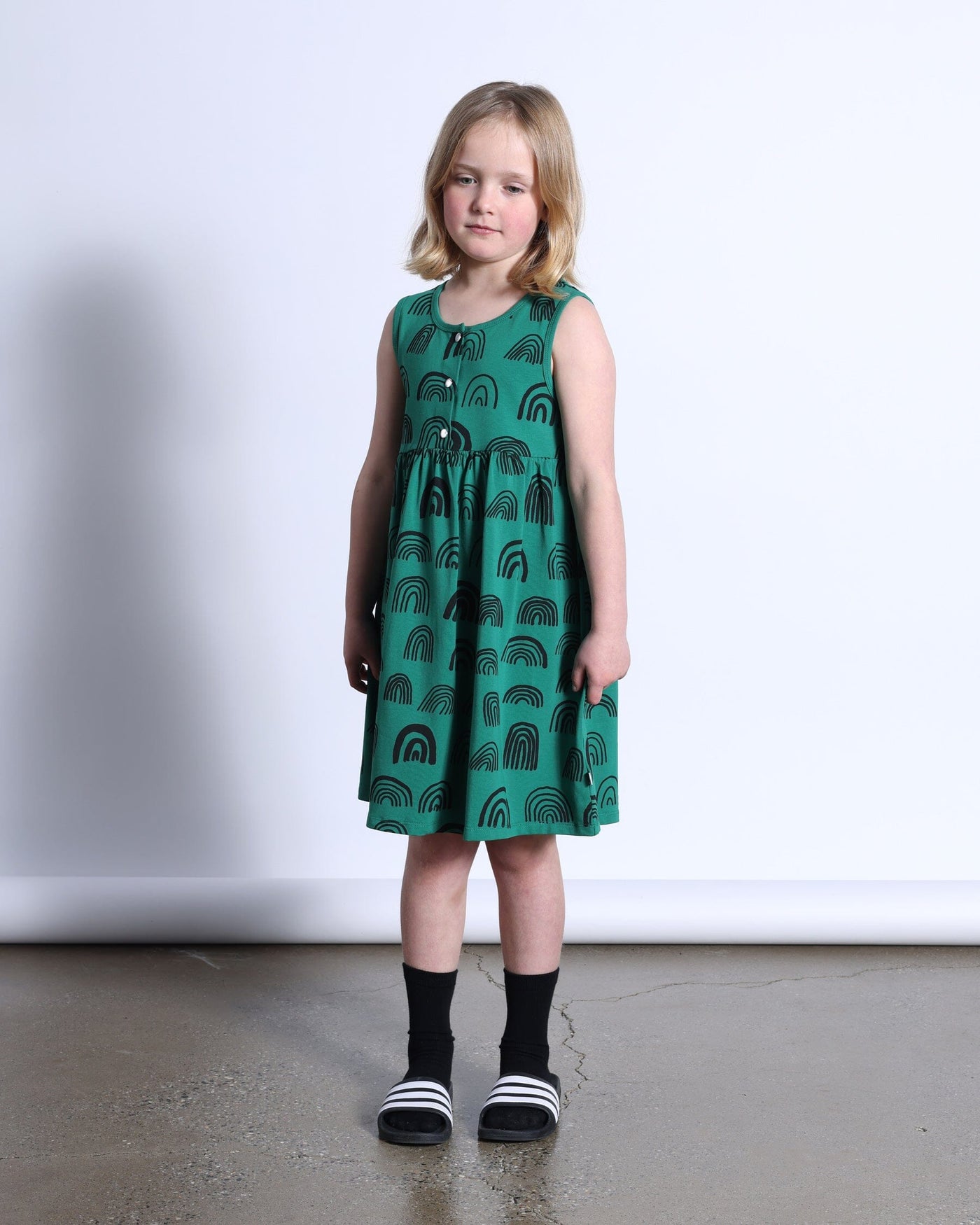 PREORDER Minti Rainbows Dress - Kelly Green Sleeveless Dress Minti 