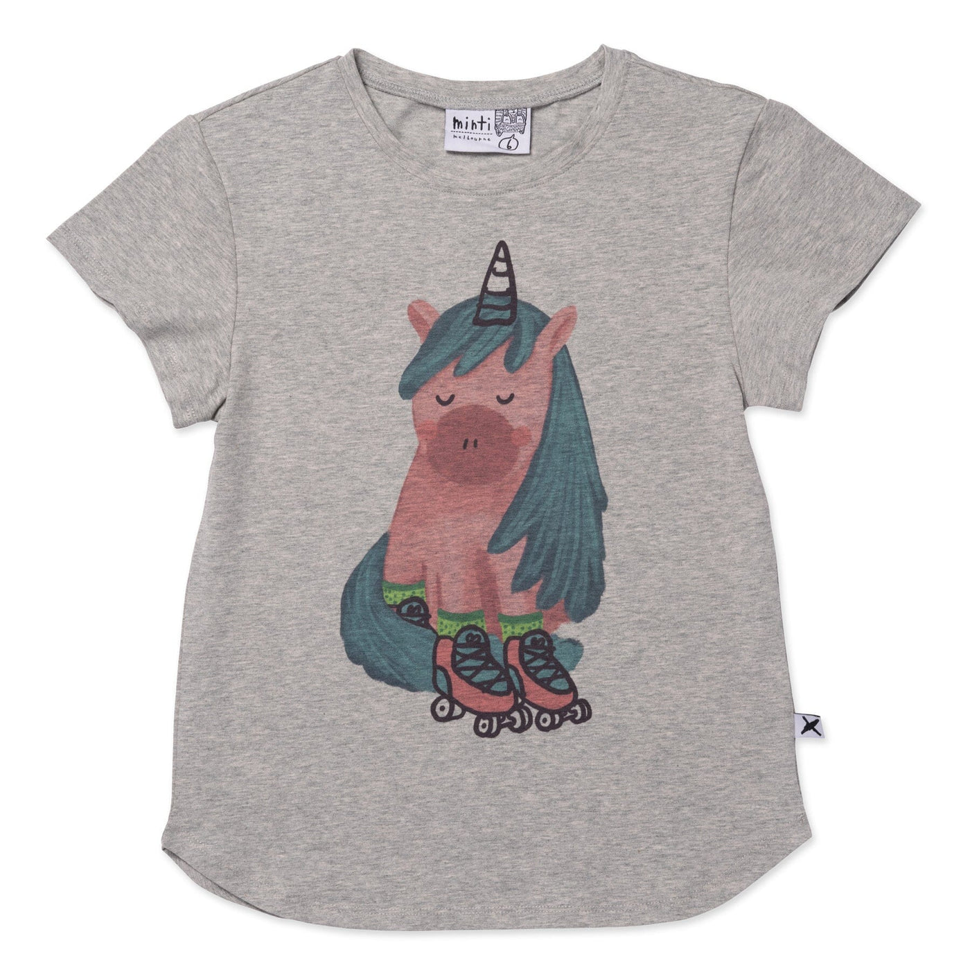 PREORDER Minti Roller Unicorn Tee - Grey Marle Short Sleeve T-Shirt Minti 