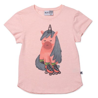 PREORDER Minti Roller Unicorn Tee - Pink Marle Short Sleeve T-Shirt Minti 