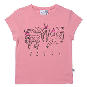 Minti Sleepy Sloths Tee - Fuchsia