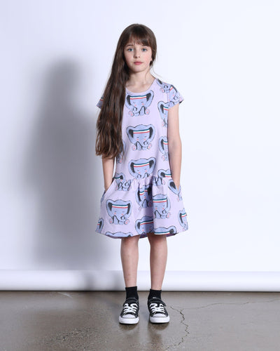 PREORDER Minti Sporty Elephant Dress - Lilac Short Sleeve Dress Minti 