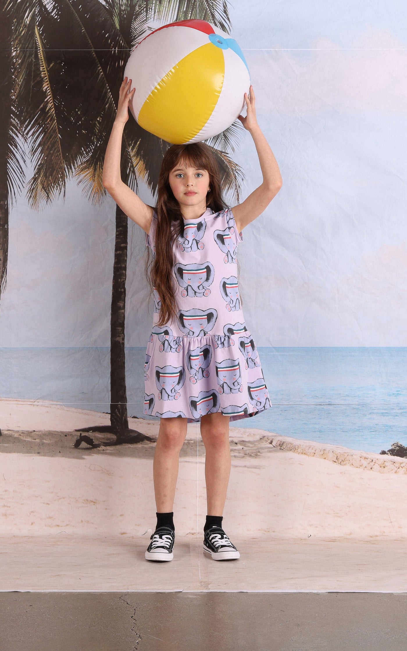 PREORDER Minti Sporty Elephant Dress - Lilac Short Sleeve Dress Minti 