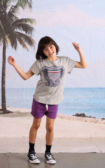 PREORDER Minti Sporty Elephant Tee - Grey Marle Short Sleeve T-Shirt Minti 