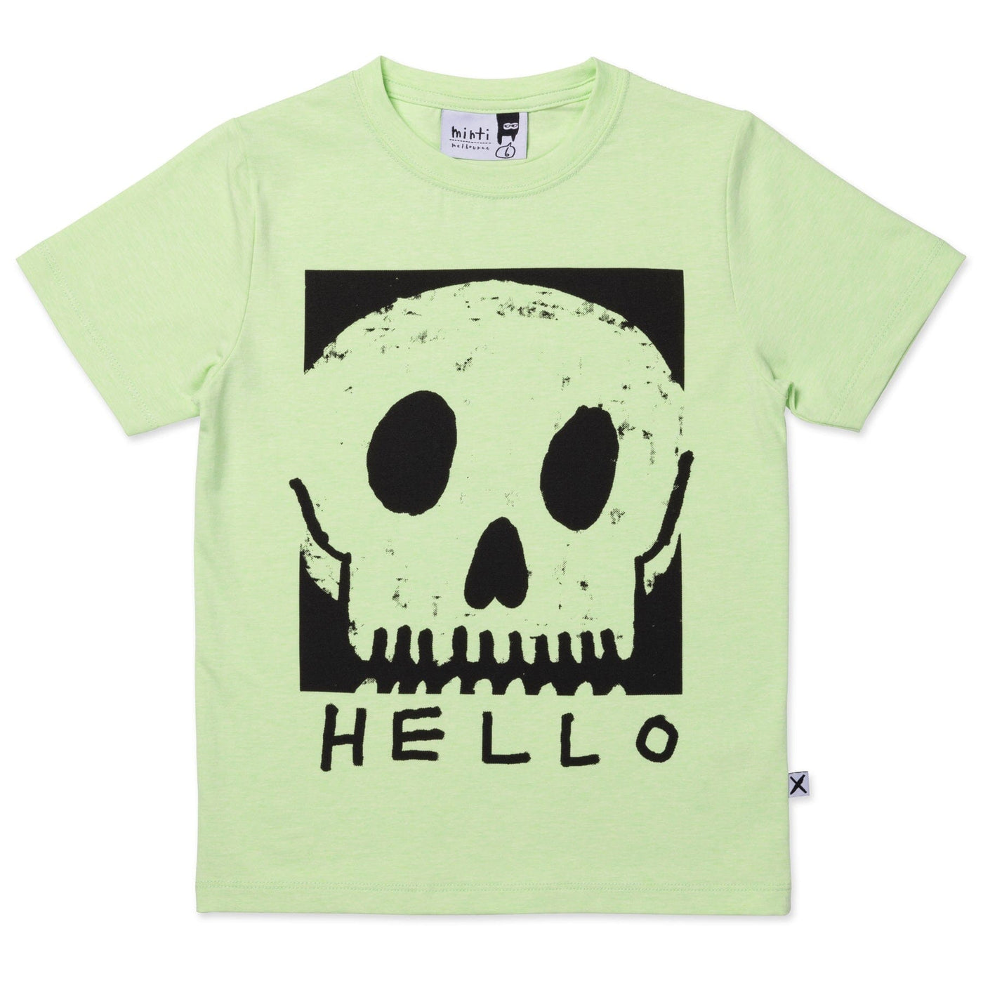 PREORDER Minti Square Skull Tee - Lime Short Sleeve T-Shirt Minti 