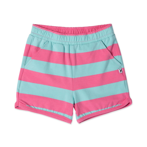 Minti Striped Sport Short - Pink/Teal Stripe