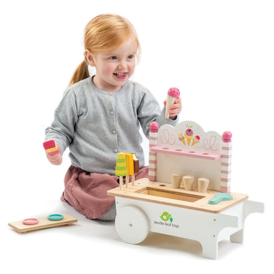 Push Along Ice Cream Cart Wooden Toy Tender Leaf Toys 