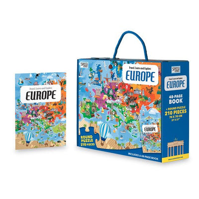 Puzzle & Book Set - Europe 210 Pcs Puzzle Sassi 
