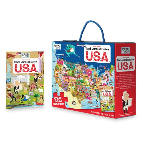 Puzzle & Book Set - USA 205 Pcs Puzzle Sassi 