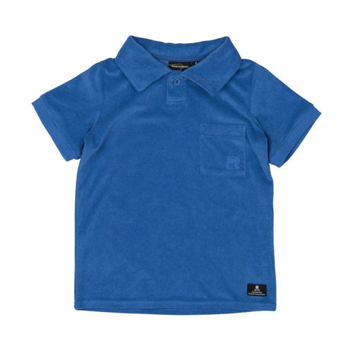 Rock Your Baby - Blue Terry Towelling Polo T-Shirt