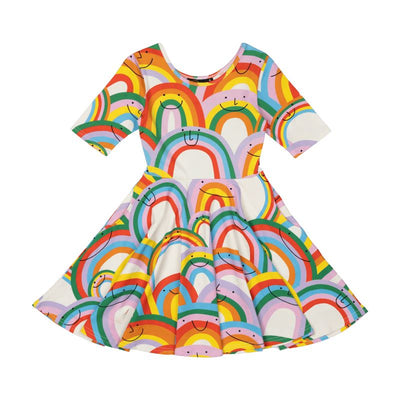 Rock Your Baby Happy Rainbows Mabel Dress Short Sleeve Dress Rock Your Baby 