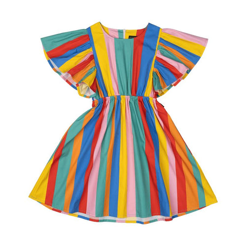 Rock Your Baby - Rainbow Stripes Angel Wing Dress