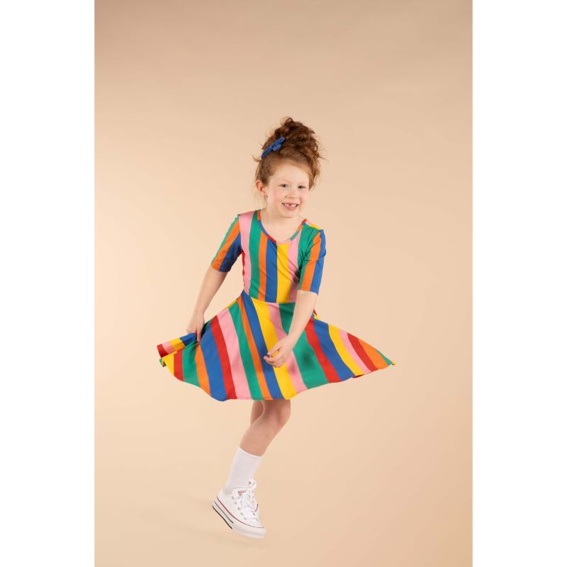 Rock Your Baby Rainbow Stripes Mabel Dress Short Sleeve Dress Rock Your Baby 