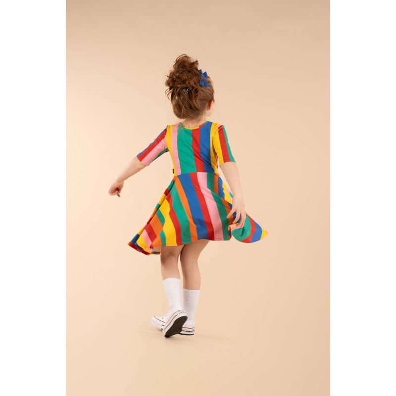 Rock Your Baby Rainbow Stripes Mabel Dress Short Sleeve Dress Rock Your Baby 