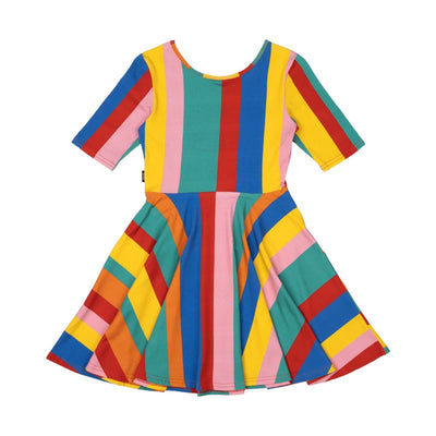 Rock Your Baby Rainbow Stripes Mabel Dress Short Sleeve Dress Rock Your Baby 