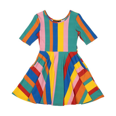 Rock Your Baby Rainbow Stripes Mabel Dress Short Sleeve Dress Rock Your Baby 