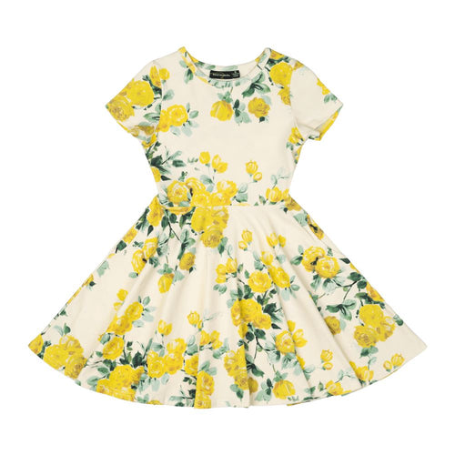 Rock Your Baby Yellow Roses Waisted Dress